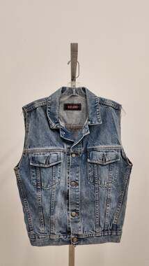 Vintage Bolero Denim Vest - Women's Cropped Acid Wash Jean Vest (Medium)